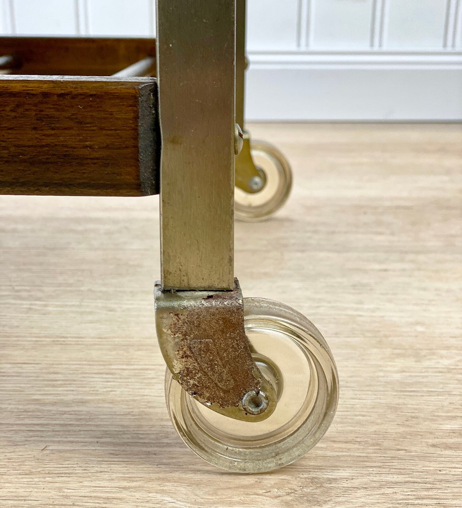 Mid-Century Modern Walnut Liquor Bar Cart Server