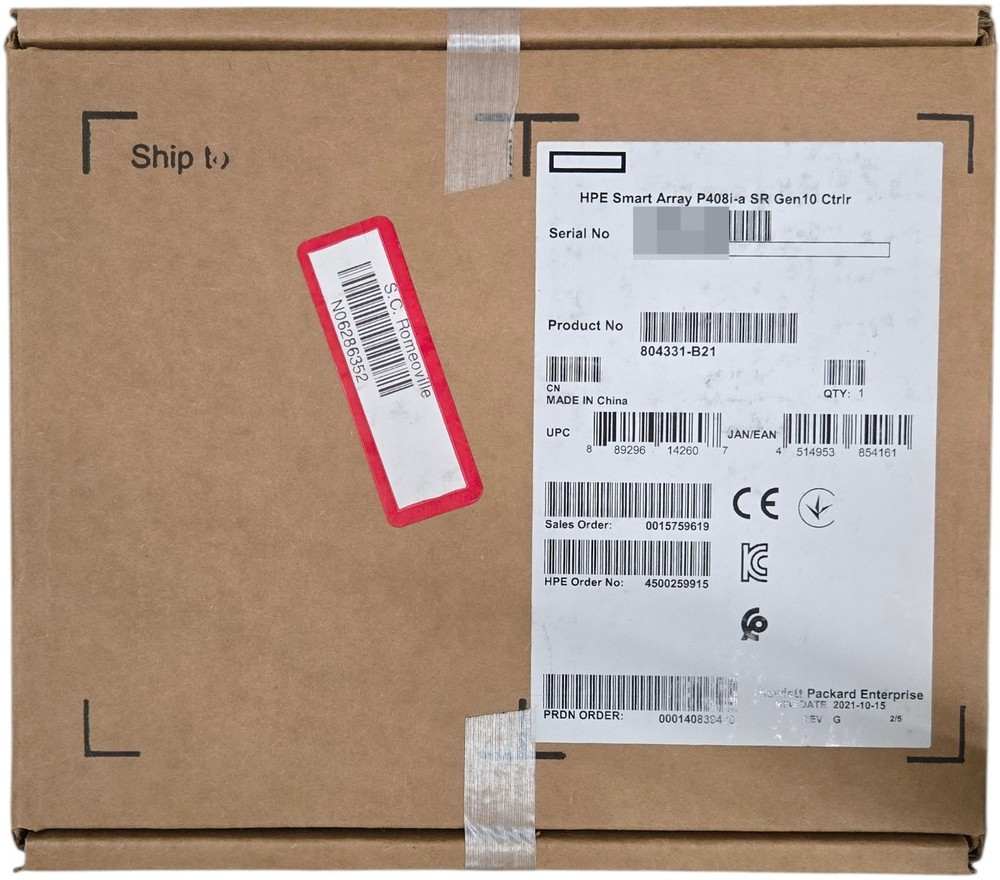NEW HPE Smart Array P408i-a SR Gen10 12G SAS RAID Controller 804331-B21