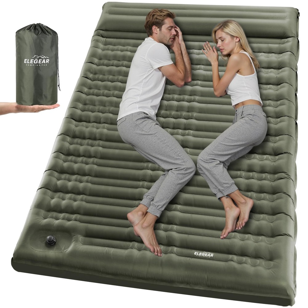 Double Sleeping Pad for Camping, 4.7" Ultra-Thick Inflatable Mat for 2 Persons