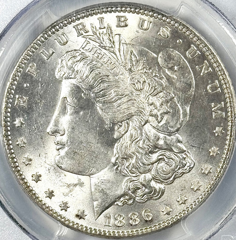 1886 $1 MORGAN SILVER DOLLAR PCGS MS63