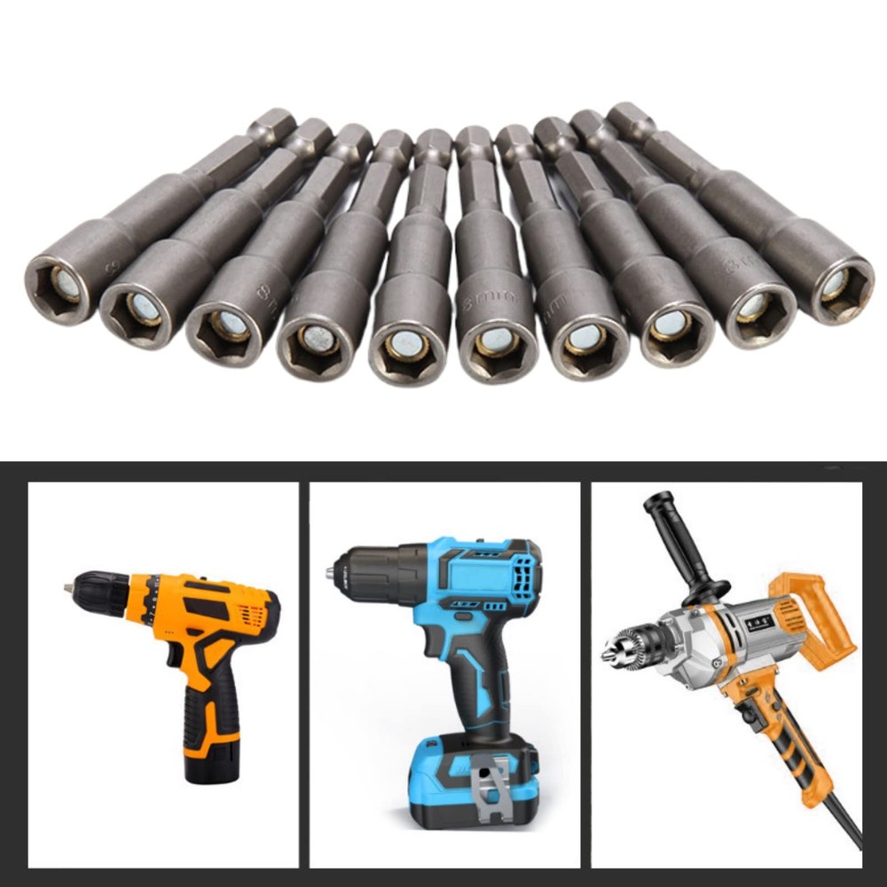 5/16" Nut Driver Drill Bit Set, 10 PCS Hex Magnetic Impact Nut Setter Socket ...