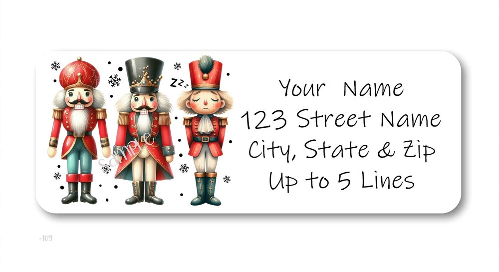CUTE Holiday Nutcrackers Christmas Personalized Return Address Labels