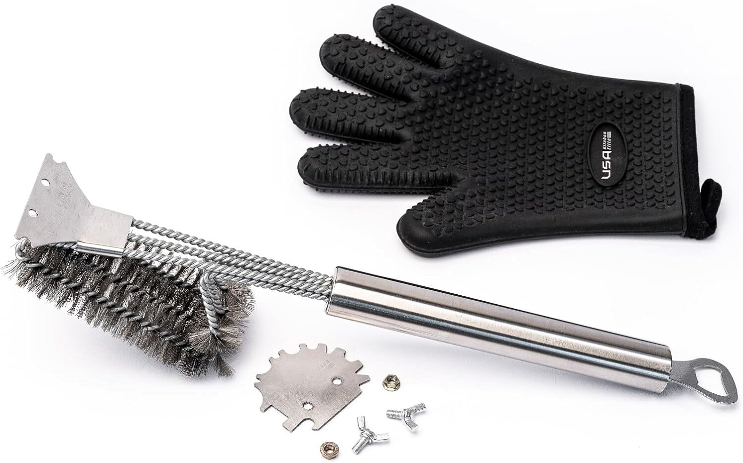 The Rolls Royce of Grill Brushes Stainless Steel BBQ Durable Double Scraper