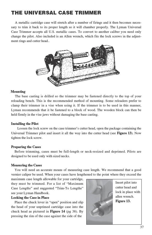 Lyman Universal Case Trimmer with Universal Chuckhead and Nine Pilot Multi Pack