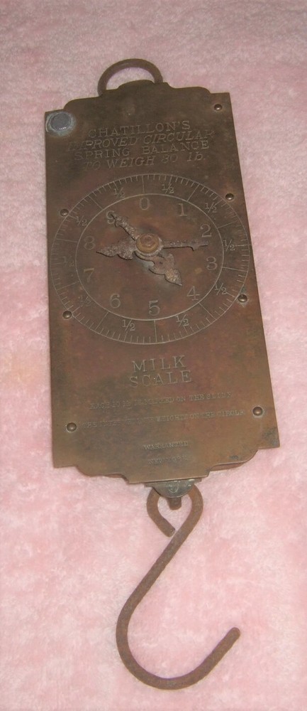 Chatillon's Brass Milk Scale Large Antique Hanging Scale