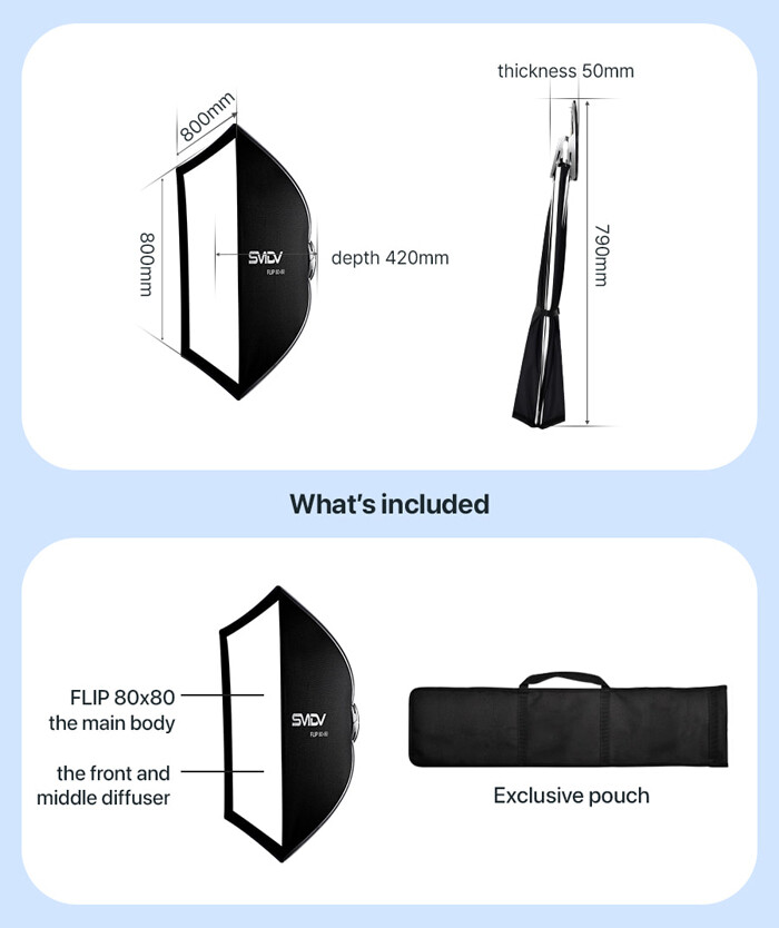 SMDV FLIP NEMO [80x80] Quick Soft Detachable Square Diffuser Speed-Box w/ Pouch