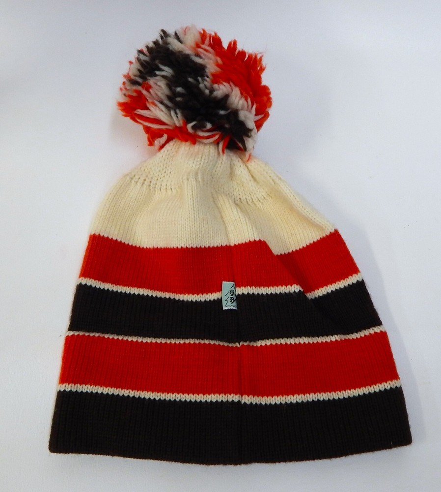 Vintage BSB Wool Striped Pom Ski Beanie Sock Cap Hat EUC