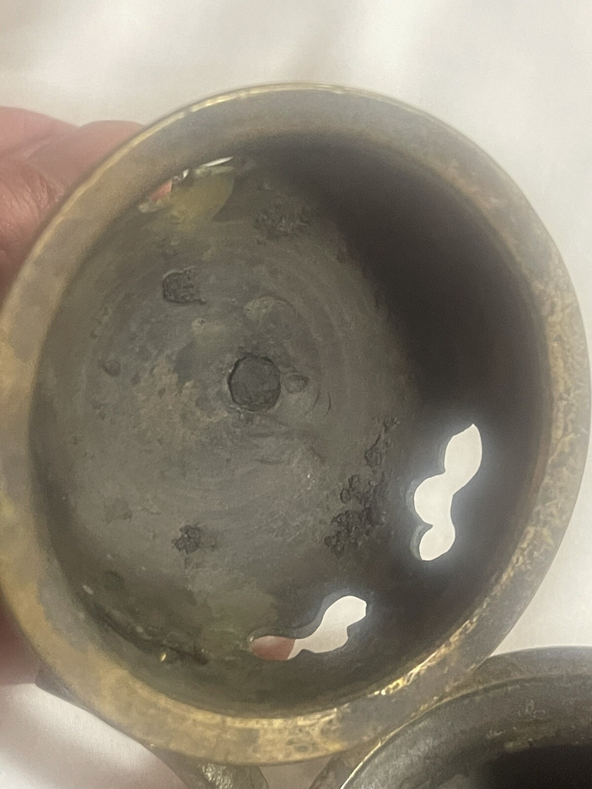 Antique Solid Brass Chinese Foo Dog Sensor Incense Burner Guardian Lion