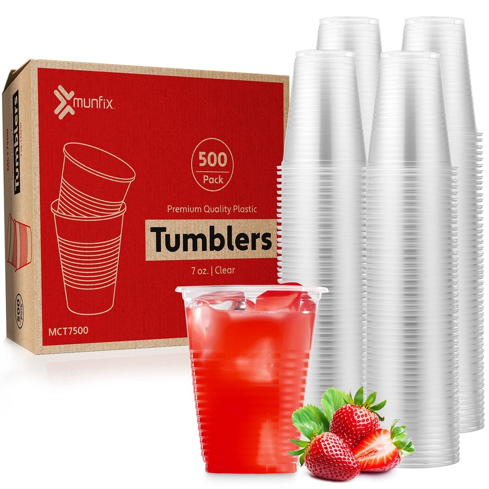 Munfix 500 Pack 7 Oz Clear Plastic Cups, Disposable Drinking 7 Oz,