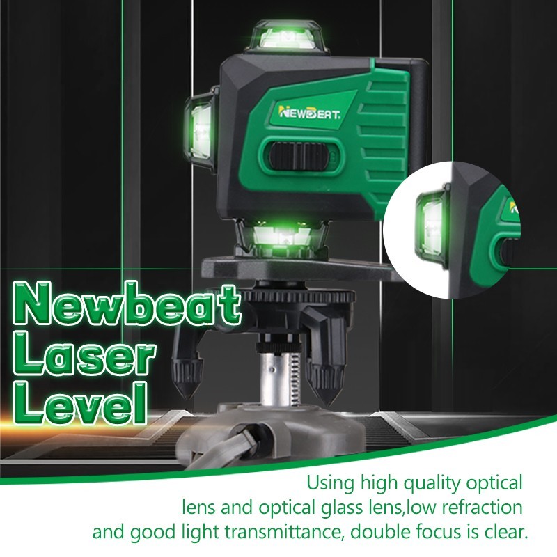Super Bright 16 Line 4D Green Beam Laser Level Self Leveling 2 Batteries