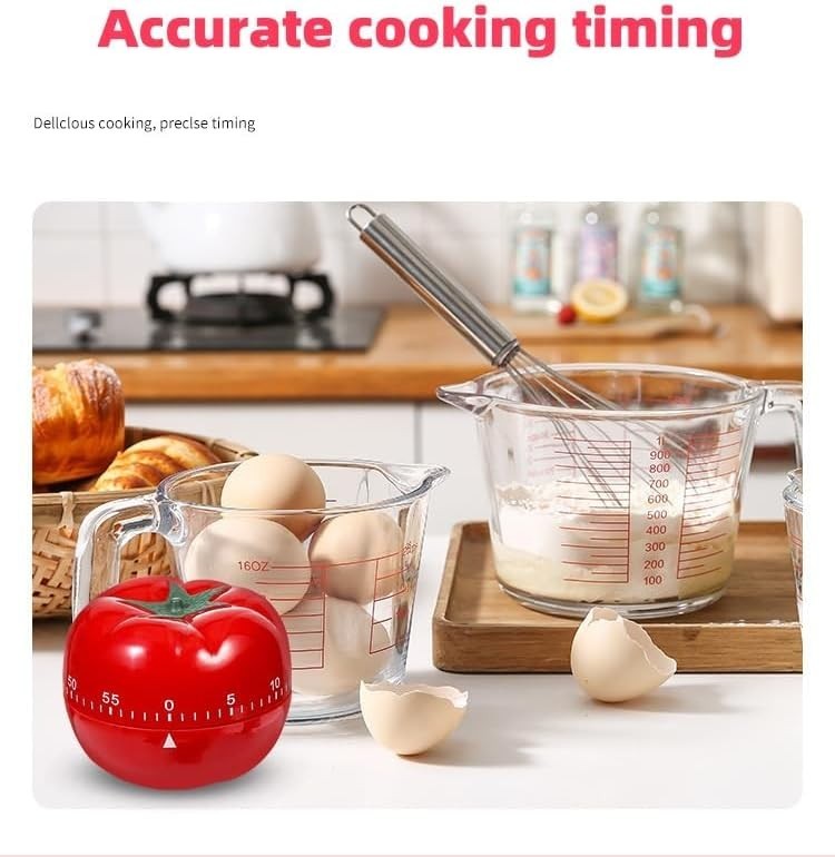 Charming Red & White 60-Minute Mechanical Kitchen Timer - No Batteries Needed