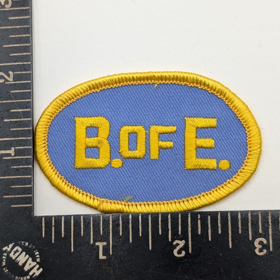 B. of E. Brotherhood of Elks Patch Yellow Letters Oval Blue Gold Border- Iron-on