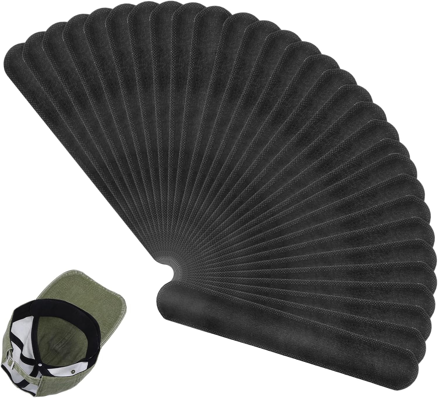 60 PCS Hat Sweat Liner,Prevents Stains Absorbent Shields Protector Black