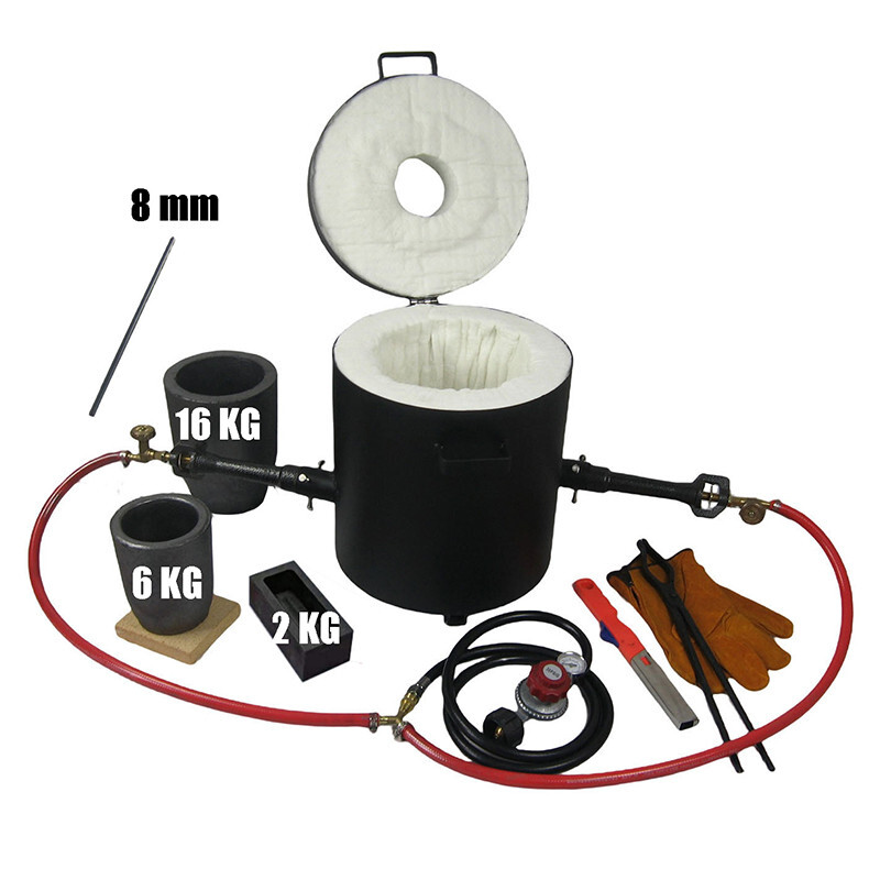 16 KG Gas Metal Melting Furnace Propane Deluxe Kit with Crucibles Molds Casting