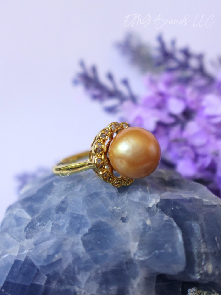 Deep Golden Edison Pearl Ring