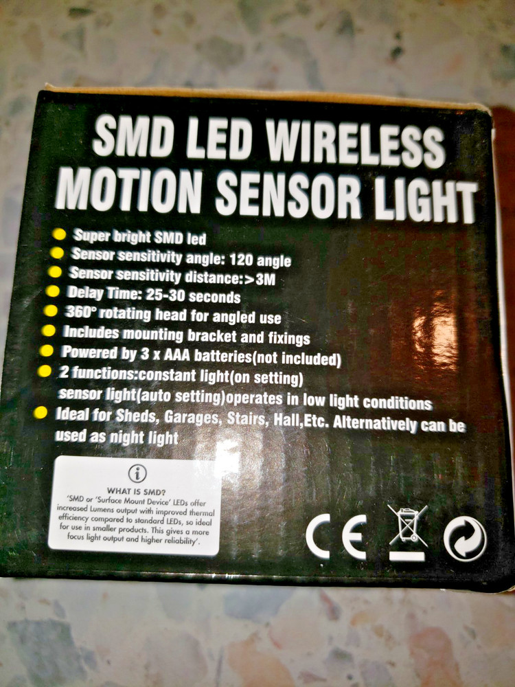 smd led wireless motion sensor light