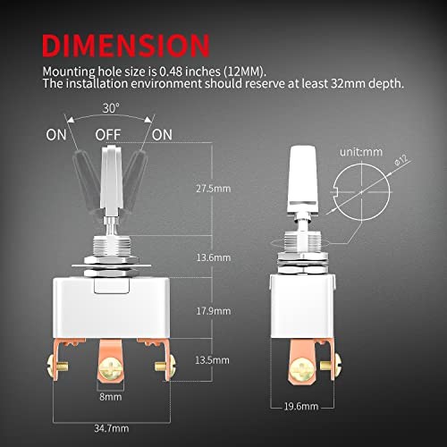 50A 12V DC Heavy Duty Toggle Switch 3 Position 50 Amp Toggle Switch 3 Way