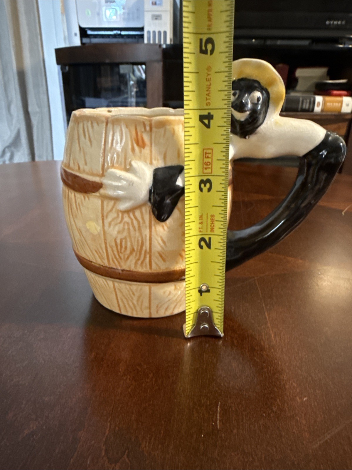 Vintage Hand Painted Black Memorabilia Barrel Mug Made in Japan