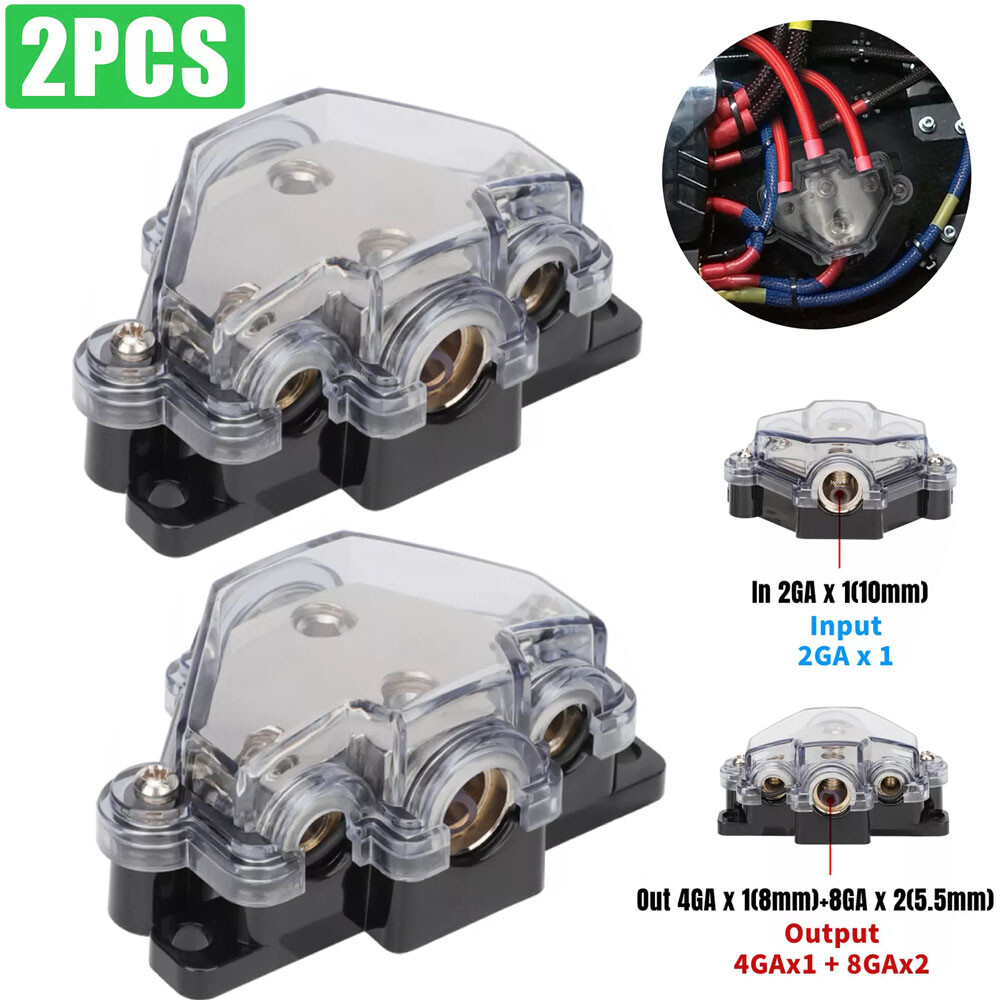 2x Plastic Cover Car Audio Distribution Block 1 In 3 Out Versatile Connectivity
