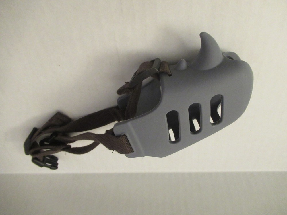 Dog Muzzle - Silicone - Small Breed Dogs - Adjustable Head Strap - Grey - Small