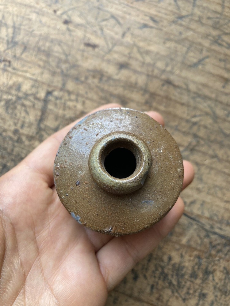 Antique primitive late 19th C Stoneware Inkwell