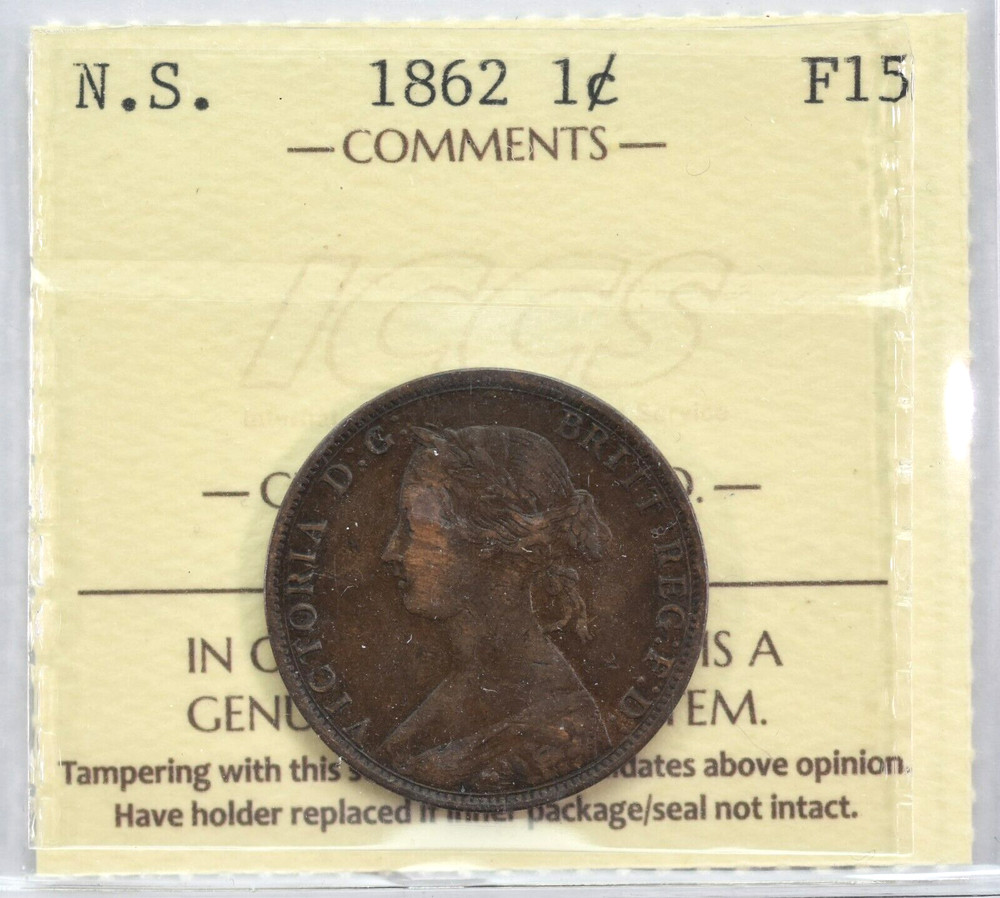 Nova Scotia 1862 One Cent ICCS F15