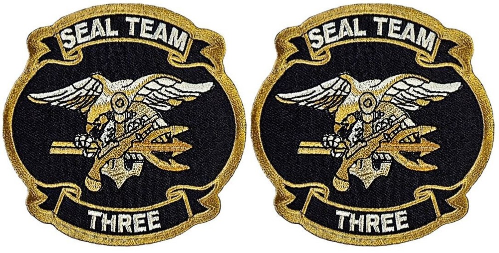 Navy Seal Team Three Embroidered Morale Patch | 2PC HOOK BACKING  3.5"