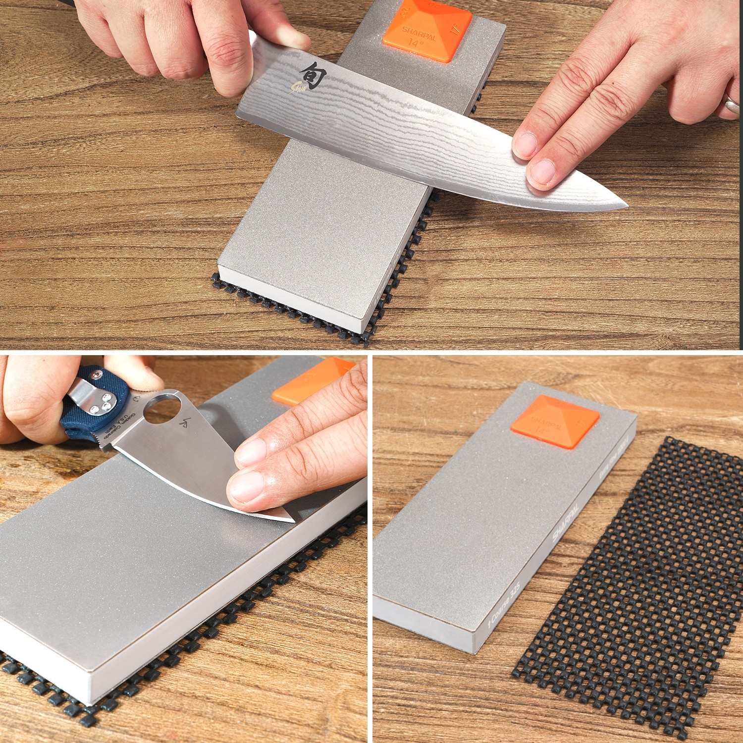 SHARPAL 8" x 3"Dual-Grit Diamond Sharpening Stone with Anti-Slip Pad&Angle Guide