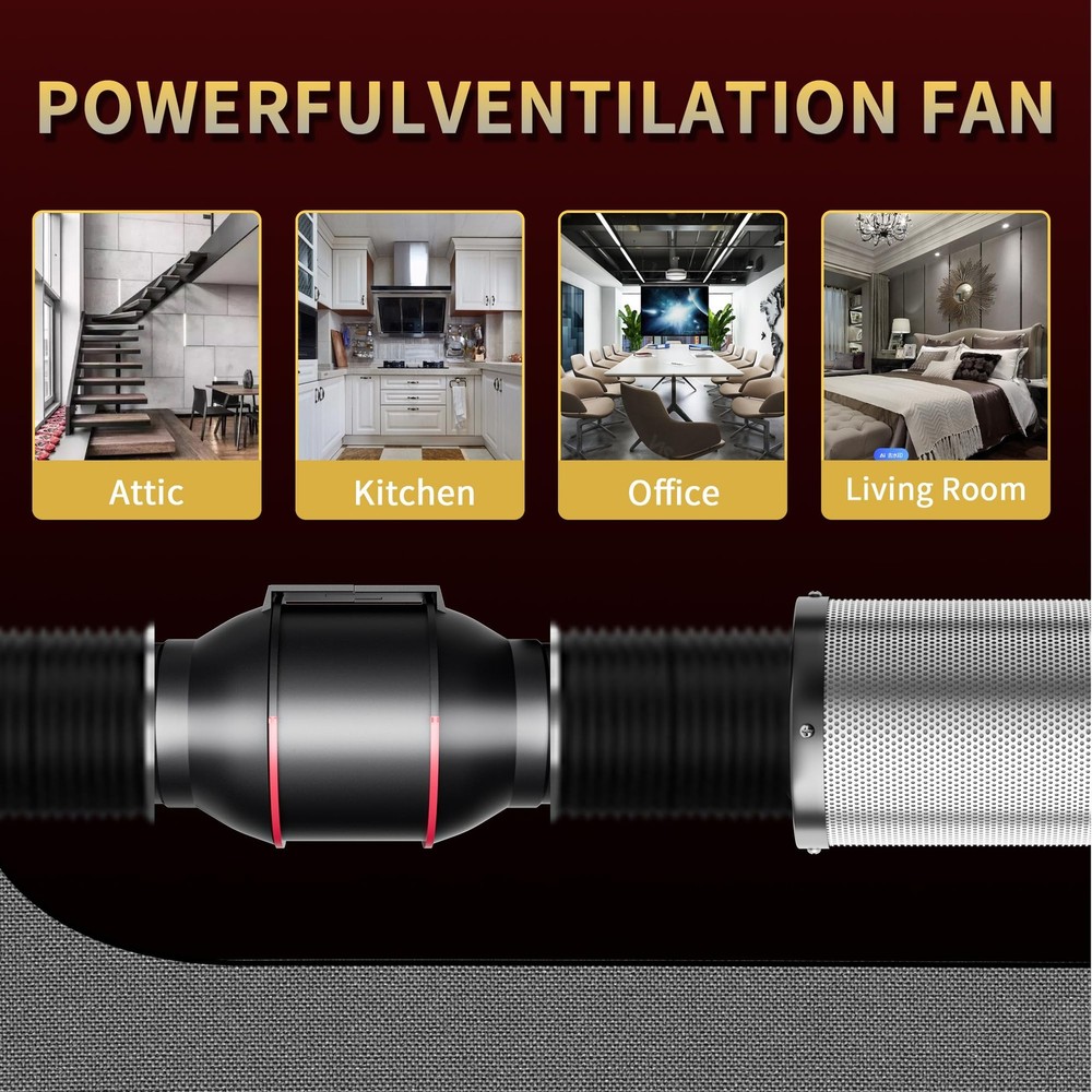 ONNAO Inline Duct Fan 4 Inch 200 CFM with Variable Speed Controller