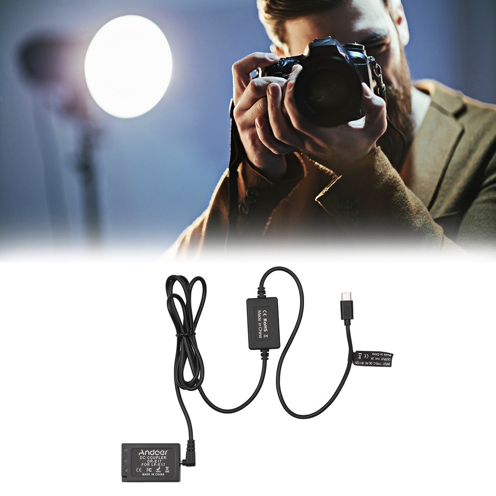Andoer PD Cable To DR-E17 Dummy Battery DC Coupler LP-E17 LRSZ