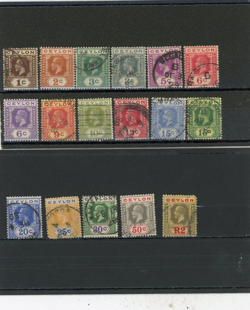 Ceylon 1921 Scott# 225-240,242 Canceled