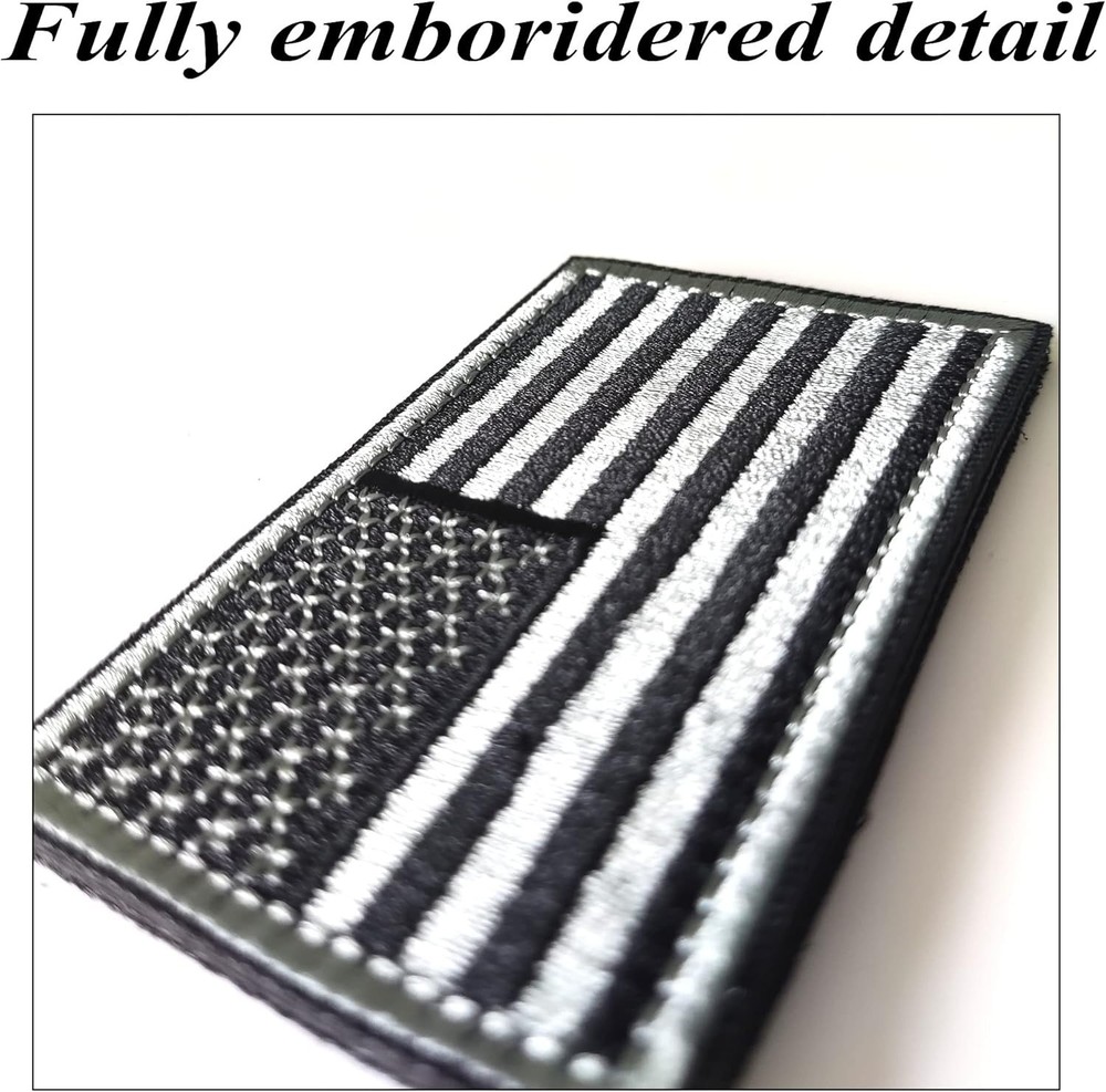 2PCS American Flag Patches, Hook & Loop Tactical Morale Patch Full Embroidery...