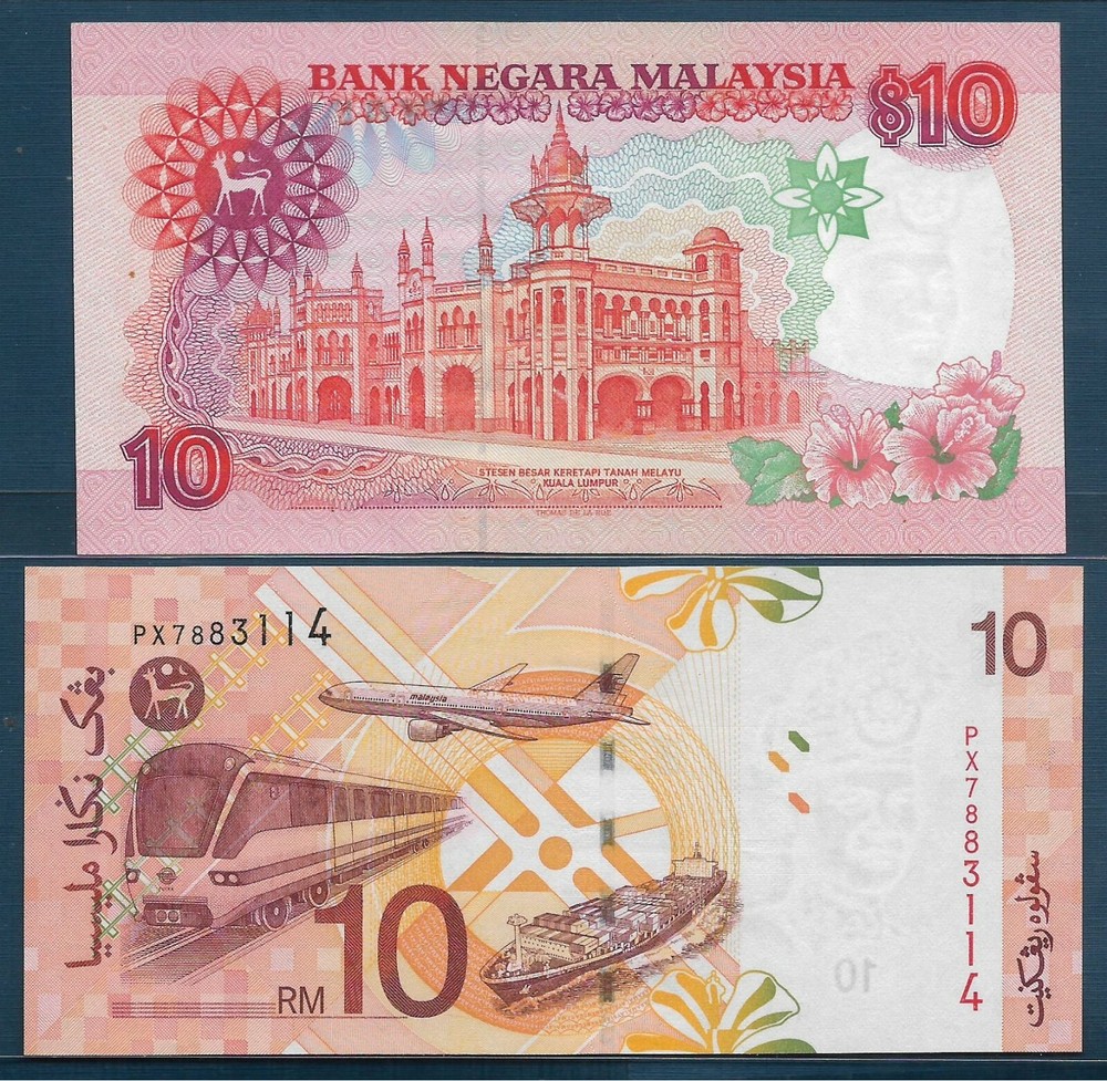 Malaysia 10 Ringgit 2 Pcs Lot, 1989 2004, P 29 46, UNC