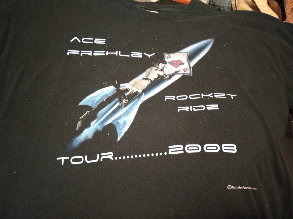 VINTAGE KISS ACE FREHLEY 2 SIDE ROCKET RIDE TOUR LARGE T SHIRT NOT REPRODUCTION
