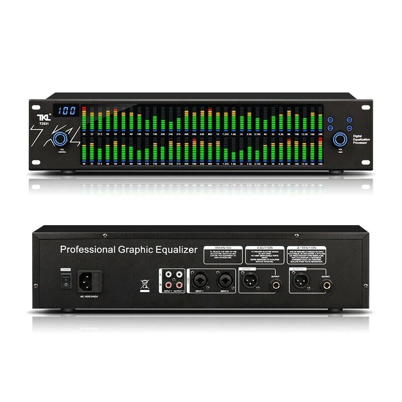 Professional Graphic Equalizer Audio Processor Two 31-Band Spectrum Display New