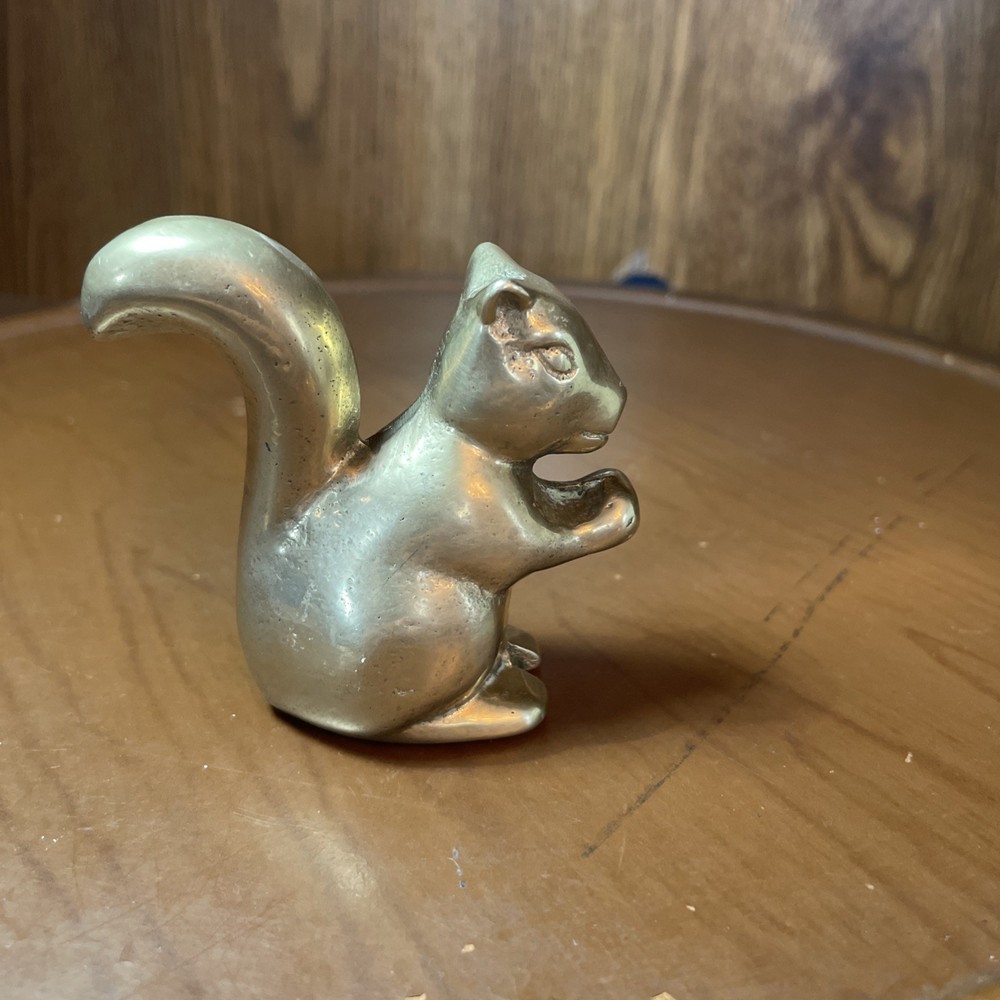 Brass Squirrel Paper Weight 2.5” Tall
