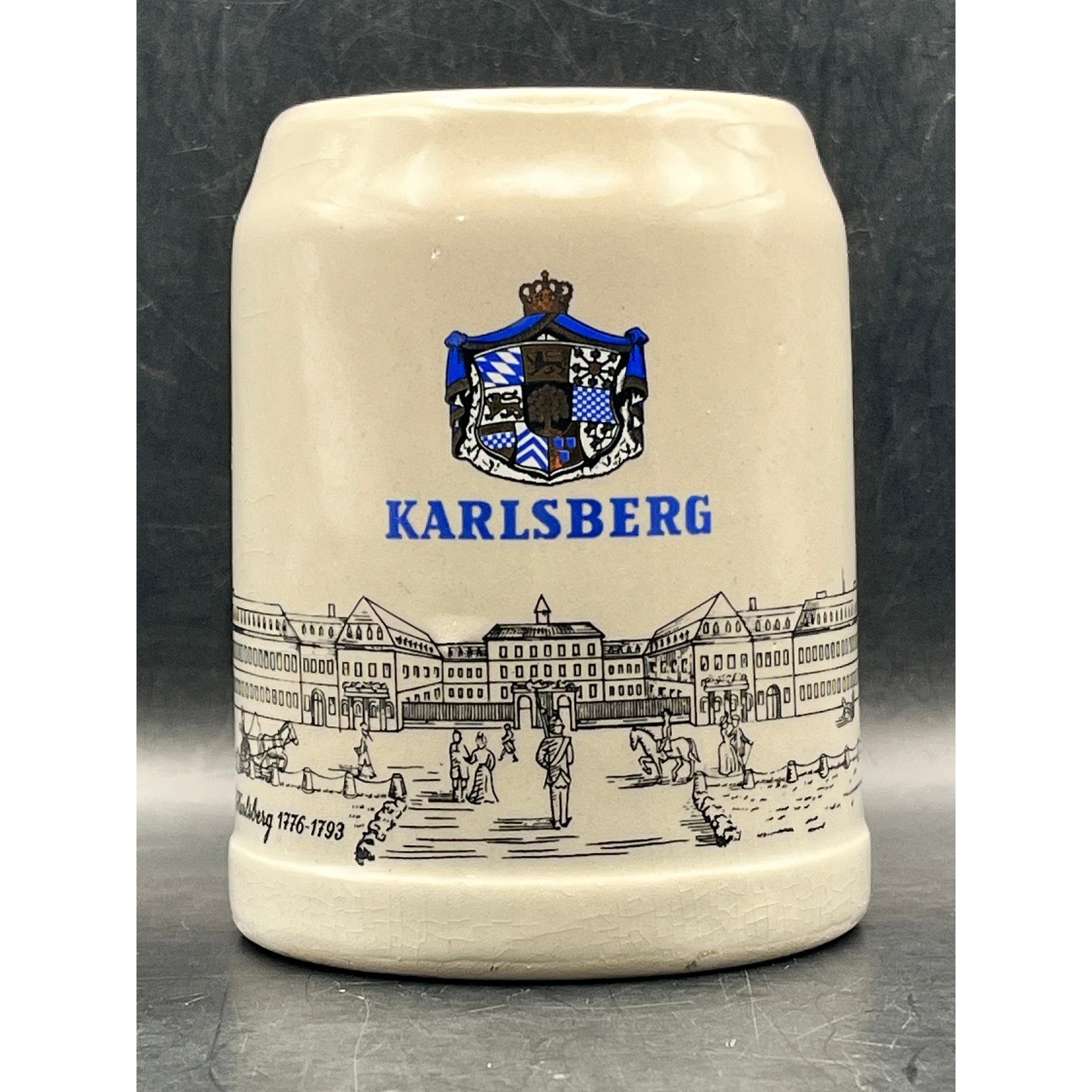VTG Karlsberg Stoneware Beer Stein Mug .5 Liters Souvenir 4.25" 10 oz Germany