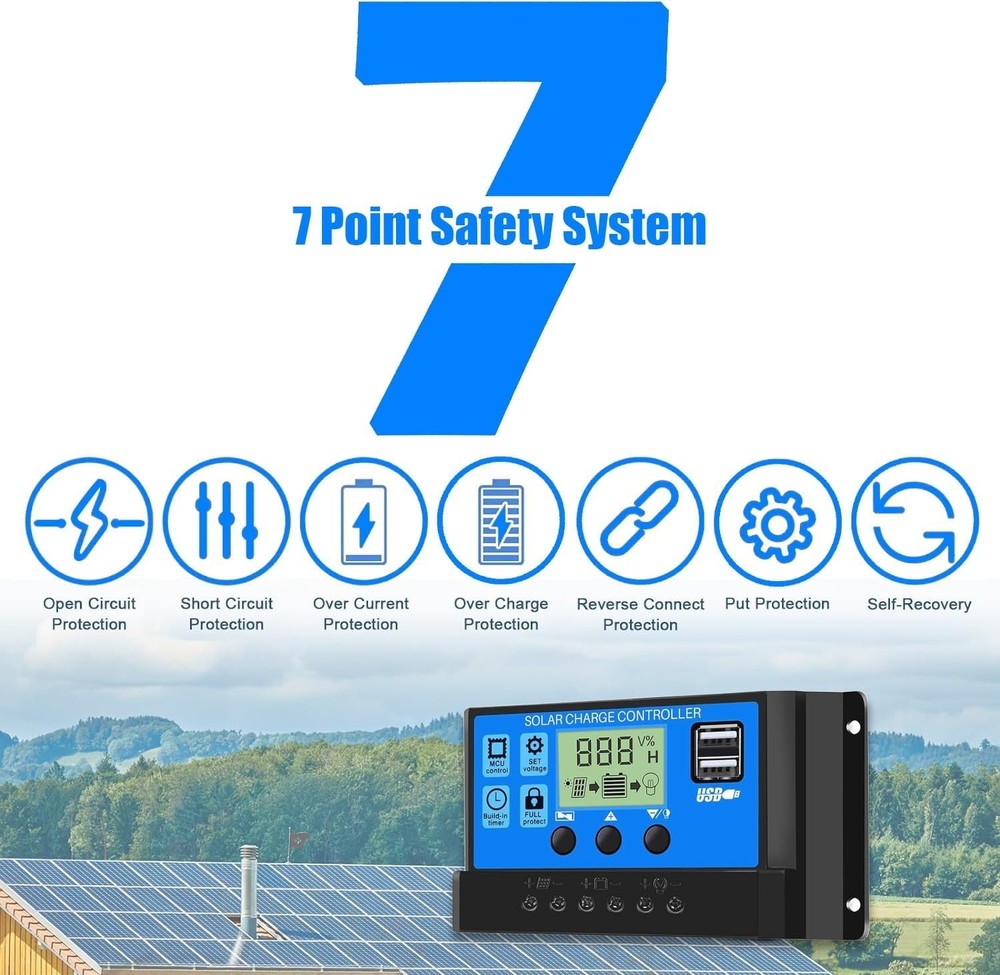 Efficient 30A PWM Solar Charge Controller - Safe, Adjustable, User-Friendly