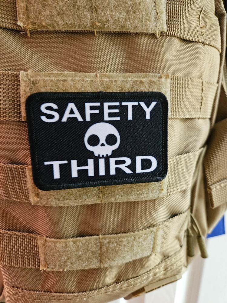 Safety third blue collar 2"x3" hook & loop tactical morale patch Hopf