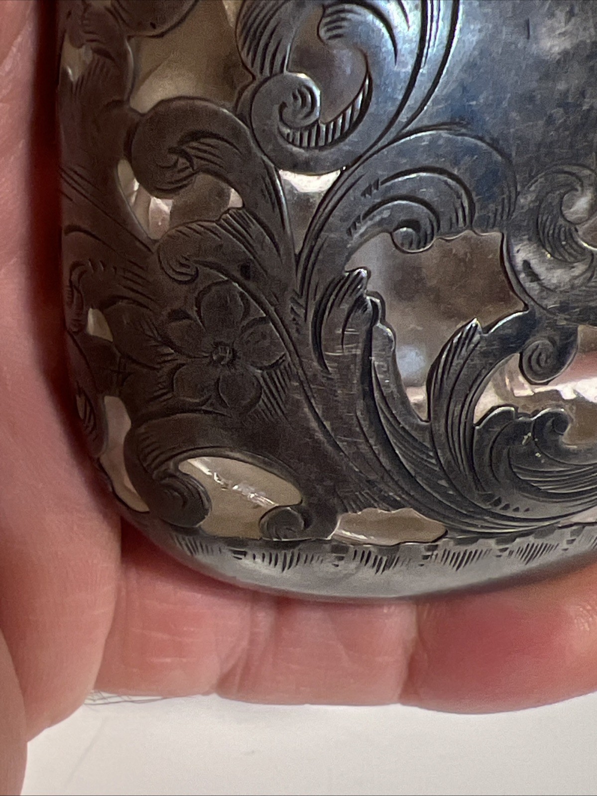 Antique Gorham .925 Sterling Silver Over Glass Overlay Flask Unmolested