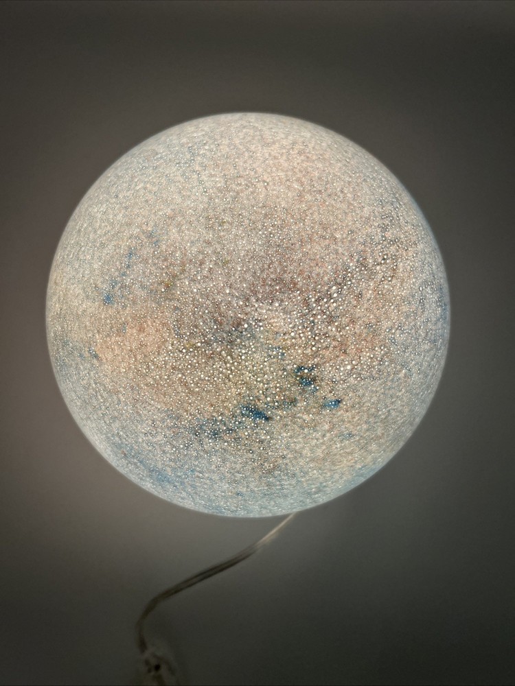 Celestial Inspired Mushroom Glass Table Lamp Whimsical Boho Rounded Top -EUC