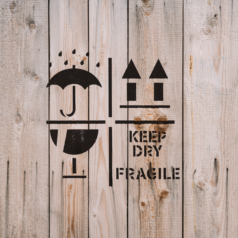 Keep Dry Fragile Up Text Stencil - Durable & Reusable Mylar Stencils