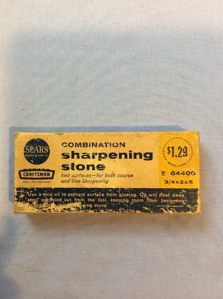 Used Sears Sharpening Stone #64400 3/4 X 2 X 5 With Box