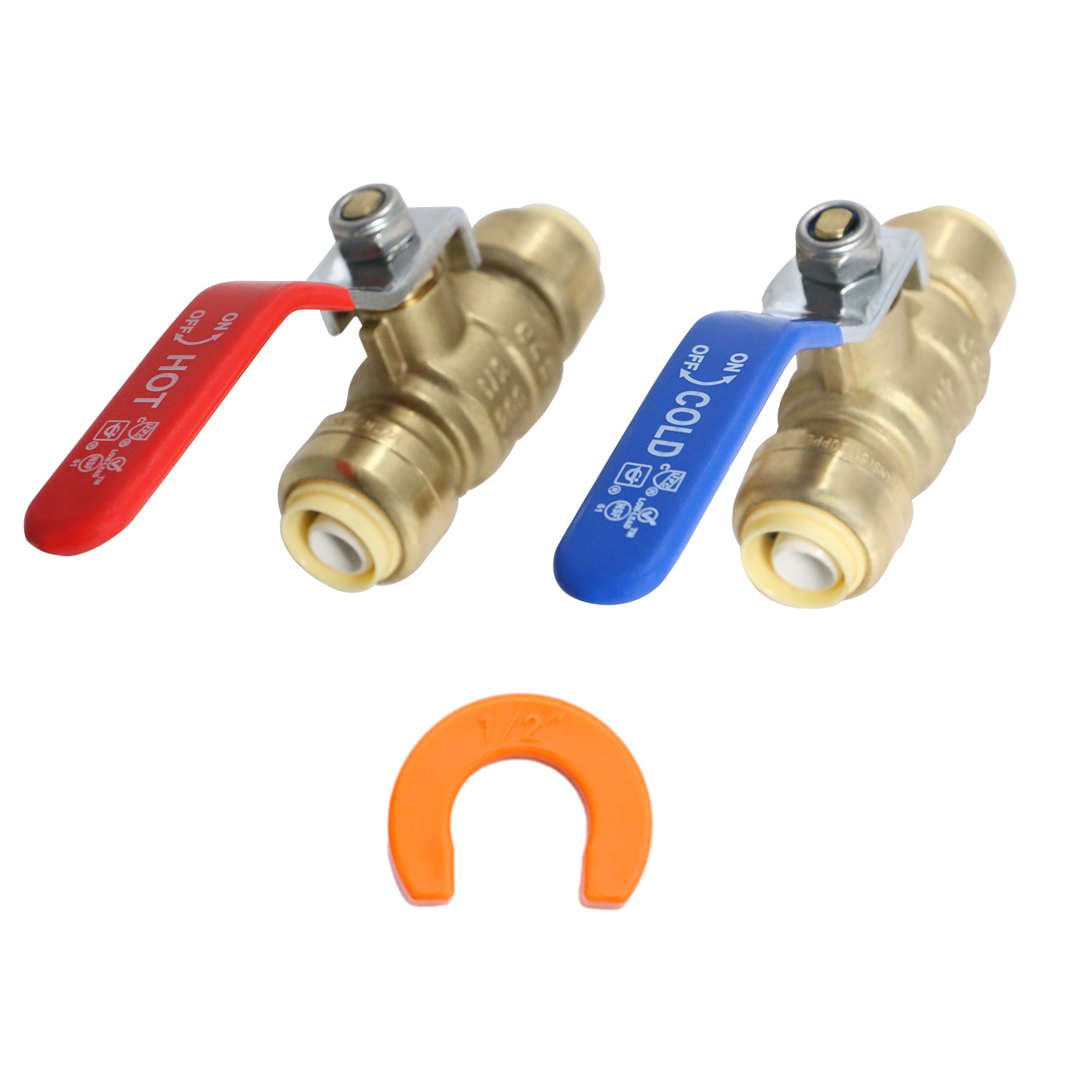 12 Pack  XFITTING  1/2" Push Fit Ball Valve Hot and Cold with 1 Removing Clip