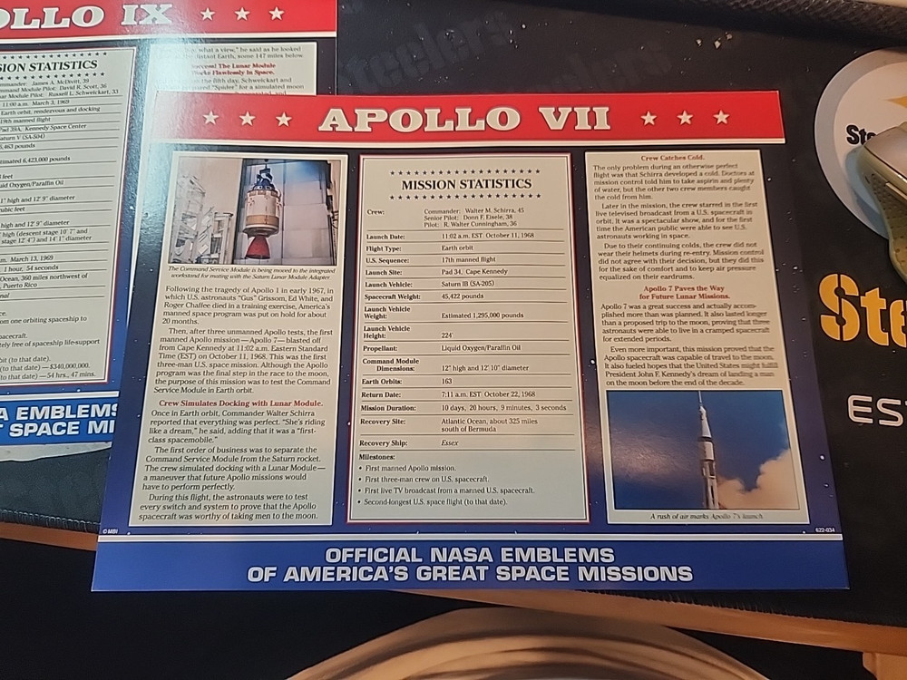 WILLABEE & WARD OFFICIAL NASA EMBLEMS PATCH APOLLO VII GREAT LOOKING ITEA