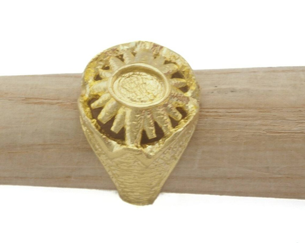 Sun Ring Adjustable Ring Bezel Raw Brass 5x7 mm Round Setting 7-9us size 4776