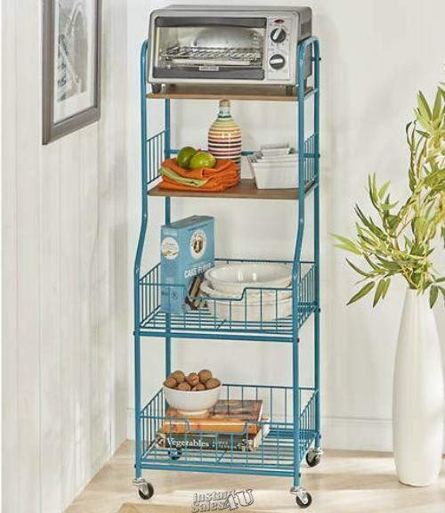 16.5" Wide Rolling Storage Cart Easy Assembled Blue