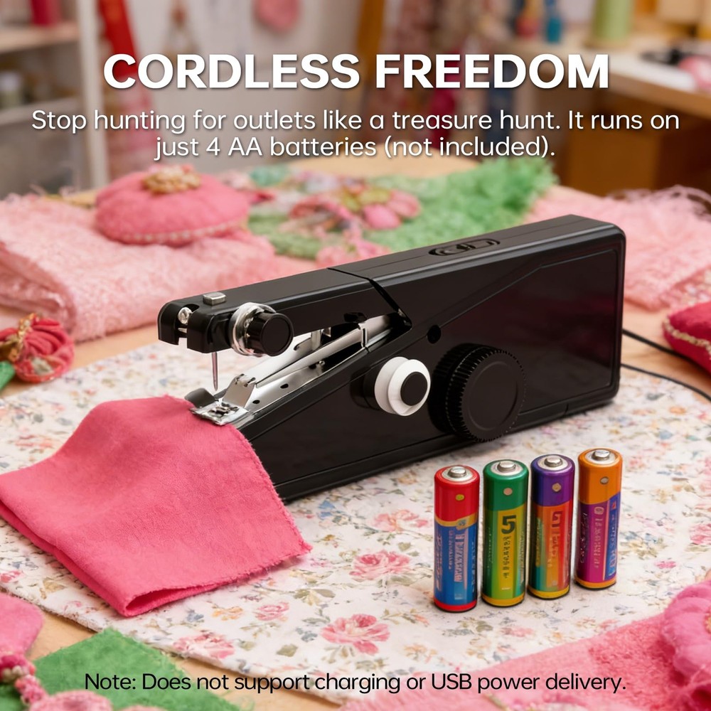 Portable Handheld Sewing Machine for Beginners Mini Cordless Sewing Kit Black