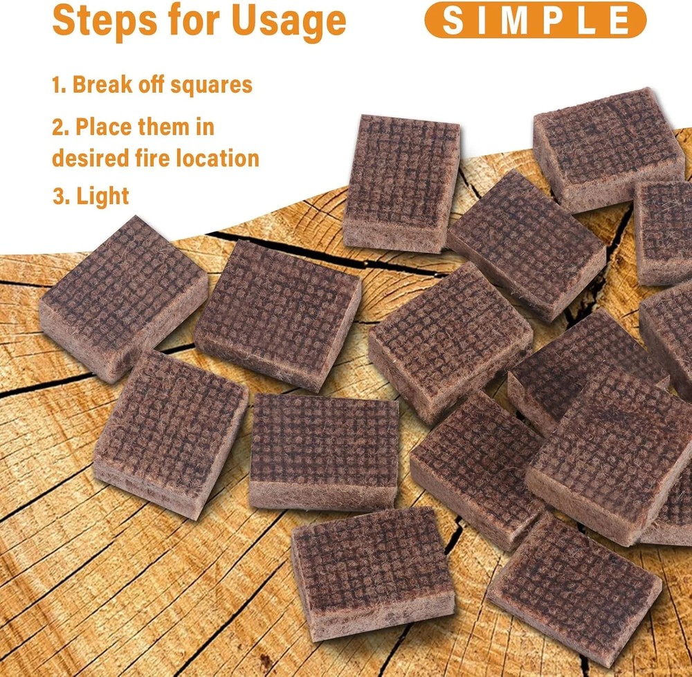 HGD Fire Starter, 64 Mini Square, Natural Fire Starters for BBQ, Campfire, Firep