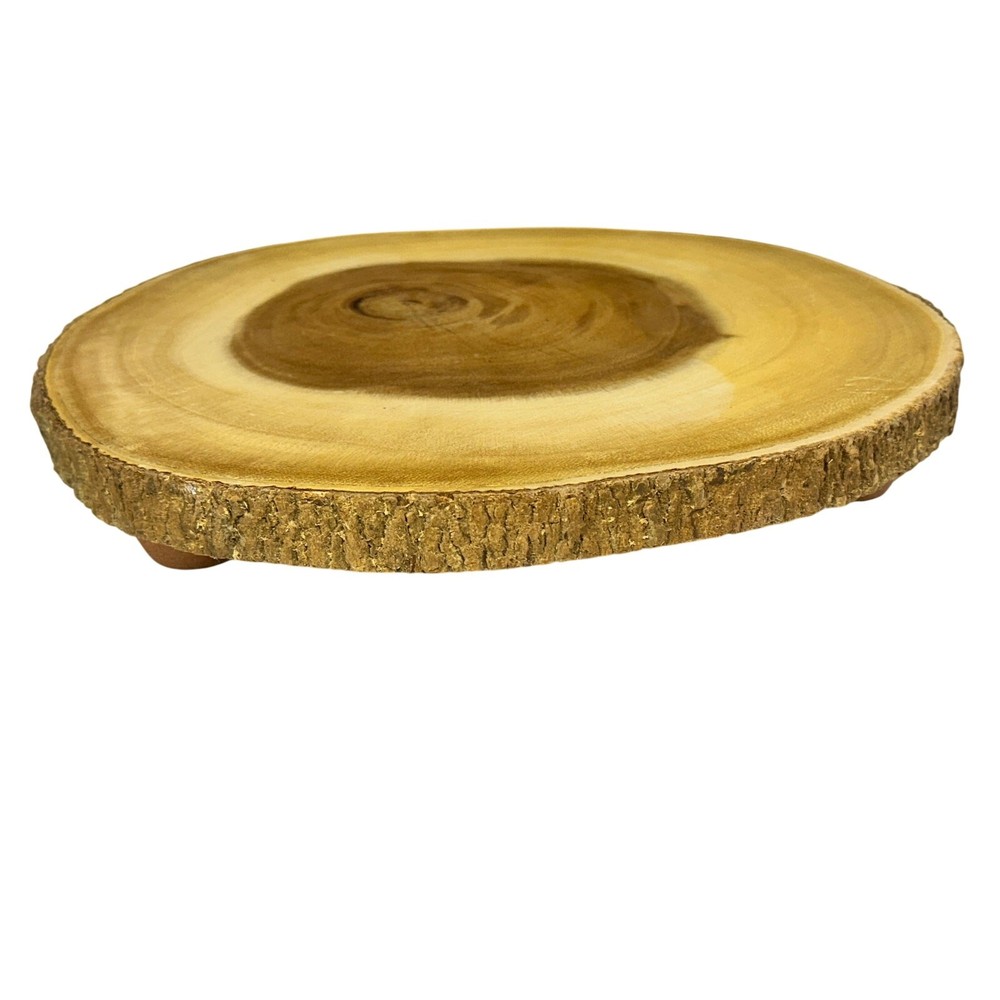 Lipper Unique Rustic Acacia Footed Cutting Serving Board Bark Edge Accent